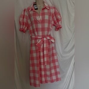Tommy Hilfiger Pink Checkered Midi Dress